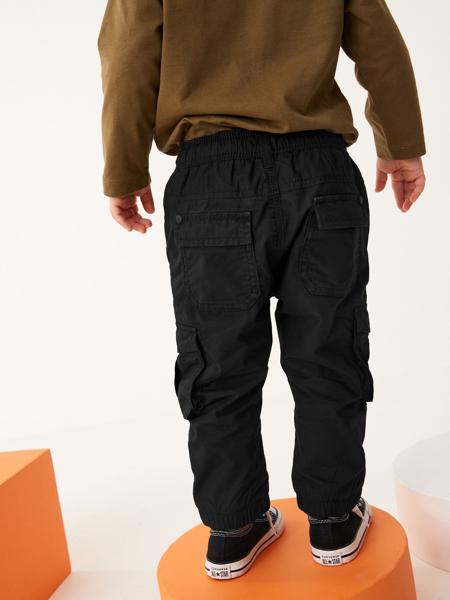 Black Lined Cargo Trousers (3mths-7yrs) image 3
