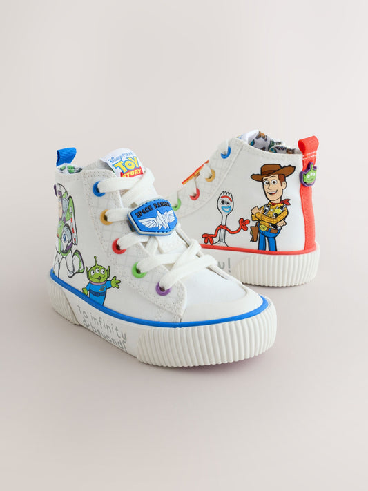 White Toy Story Lace up Hi-Top Trainers - image 1