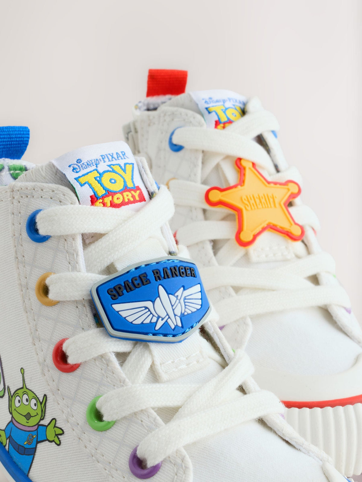 White Toy Story Lace up Hi-Top Trainers - image 5