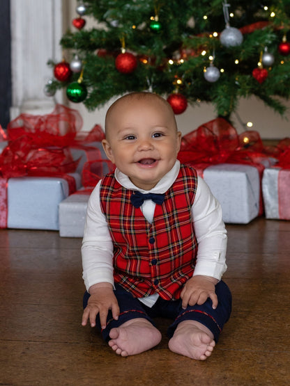 Emile Et Rose Blue Shirt Trousers And Waistcoat 100% Cotton Christmas Set image 1