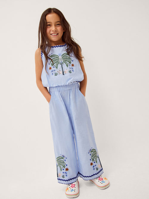 Monsoon Blue Charlie Taylor Embroidered Top & Trousers Set image 1