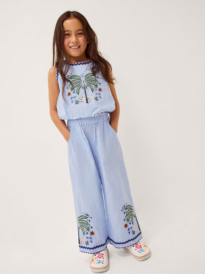 Monsoon Blue Charlie Taylor Embroidered Top & Trousers Set image 1
