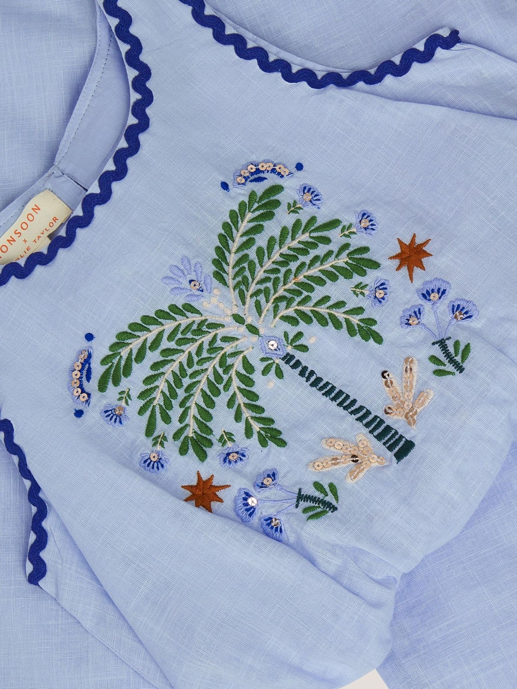 Monsoon Blue Charlie Taylor Embroidered Top & Trousers Set image 3