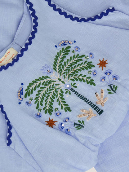 Monsoon Blue Charlie Taylor Embroidered Top & Trousers Set image 3