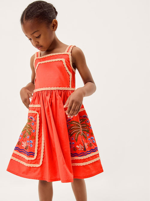 Dsiney Kidz - Monsoon Orange Charlie Taylor Palm Embroidered Dress image 1