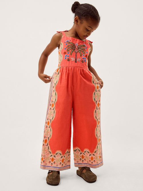 Dsiney Kidz - Monsoon Orange Charlie Taylor Palm Embroidered Jumpsuit image 1