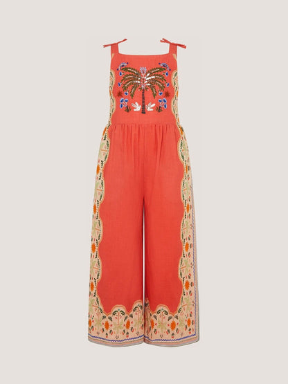 Monsoon Orange Charlie Taylor Palm Embroidered Jumpsuit image 2