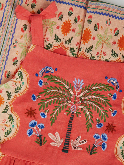 Monsoon Orange Charlie Taylor Palm Embroidered Jumpsuit image 3