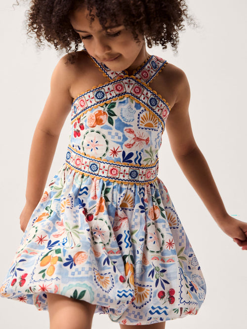Dsiney Kidz - Monsoon Cream Charlie Taylor Printed Bubble Hem Dress image 1