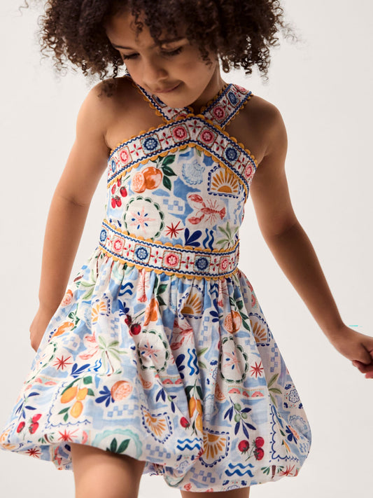 Monsoon Cream Charlie Taylor Printed Bubble Hem Dress image 1
