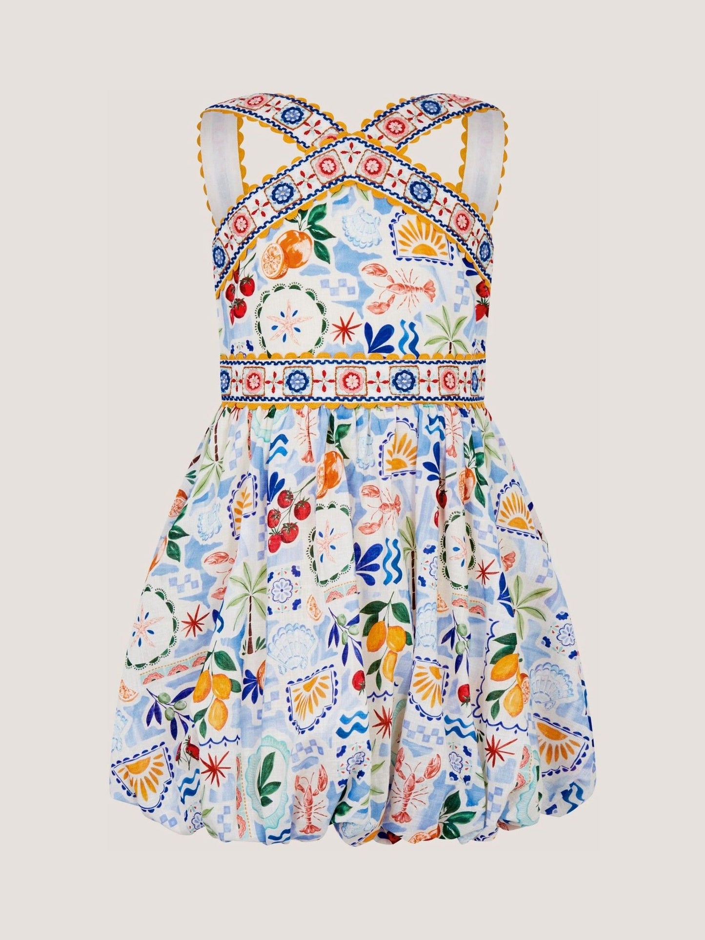 Monsoon Cream Charlie Taylor Printed Bubble Hem Dress image 2