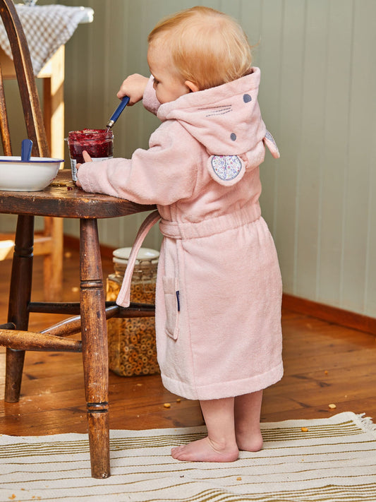 JoJo Maman Bébé Light Pink Mouse Cotton Towelling Robe image 1