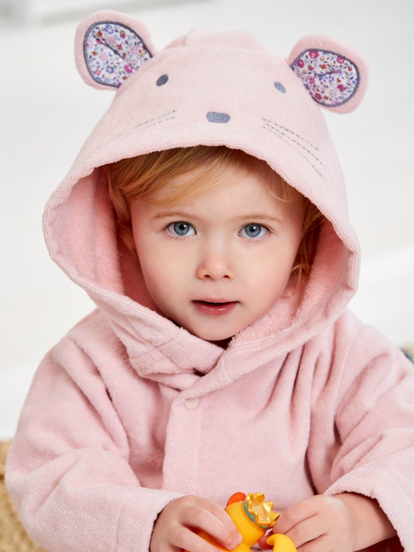 JoJo Maman Bébé Light Pink Mouse Cotton Towelling Robe image 3