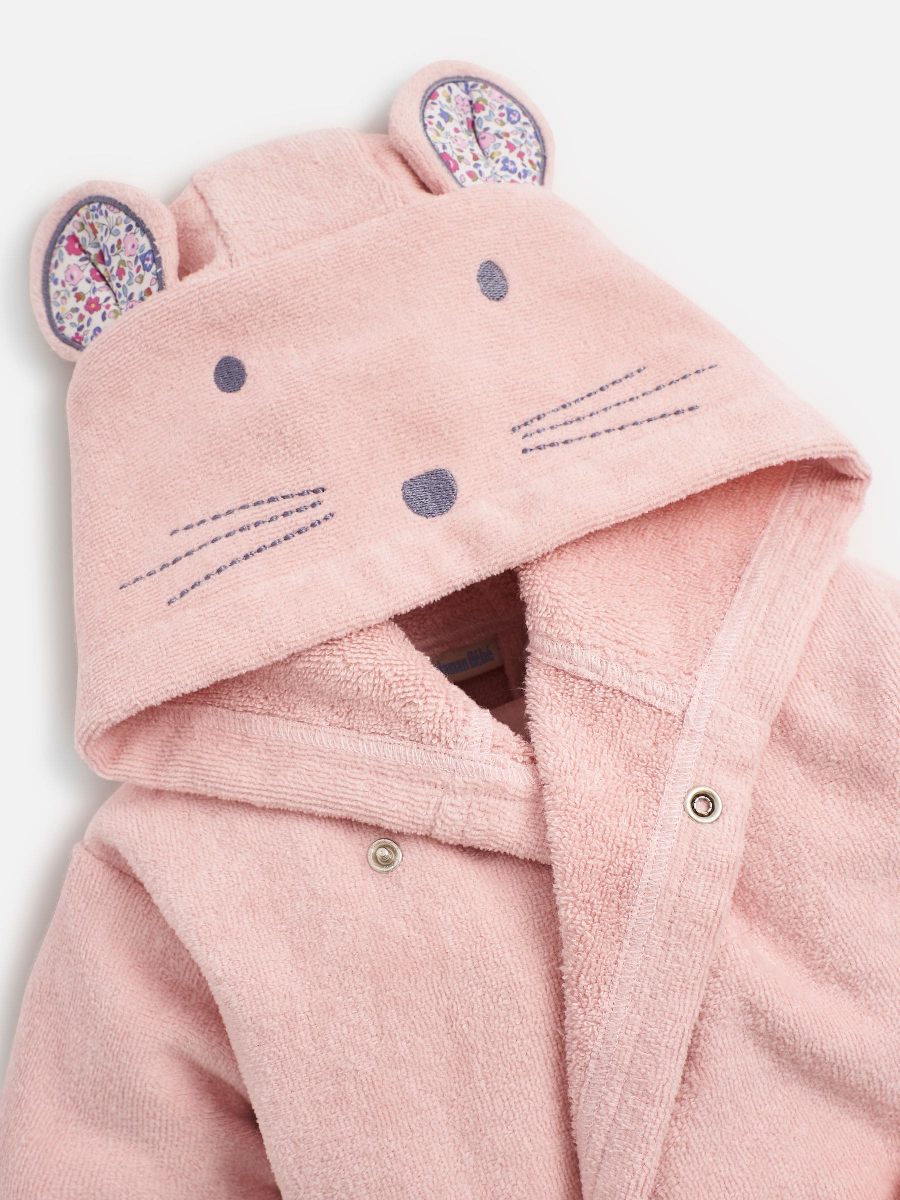 JoJo Maman Bébé Light Pink Mouse Cotton Towelling Robe image 6