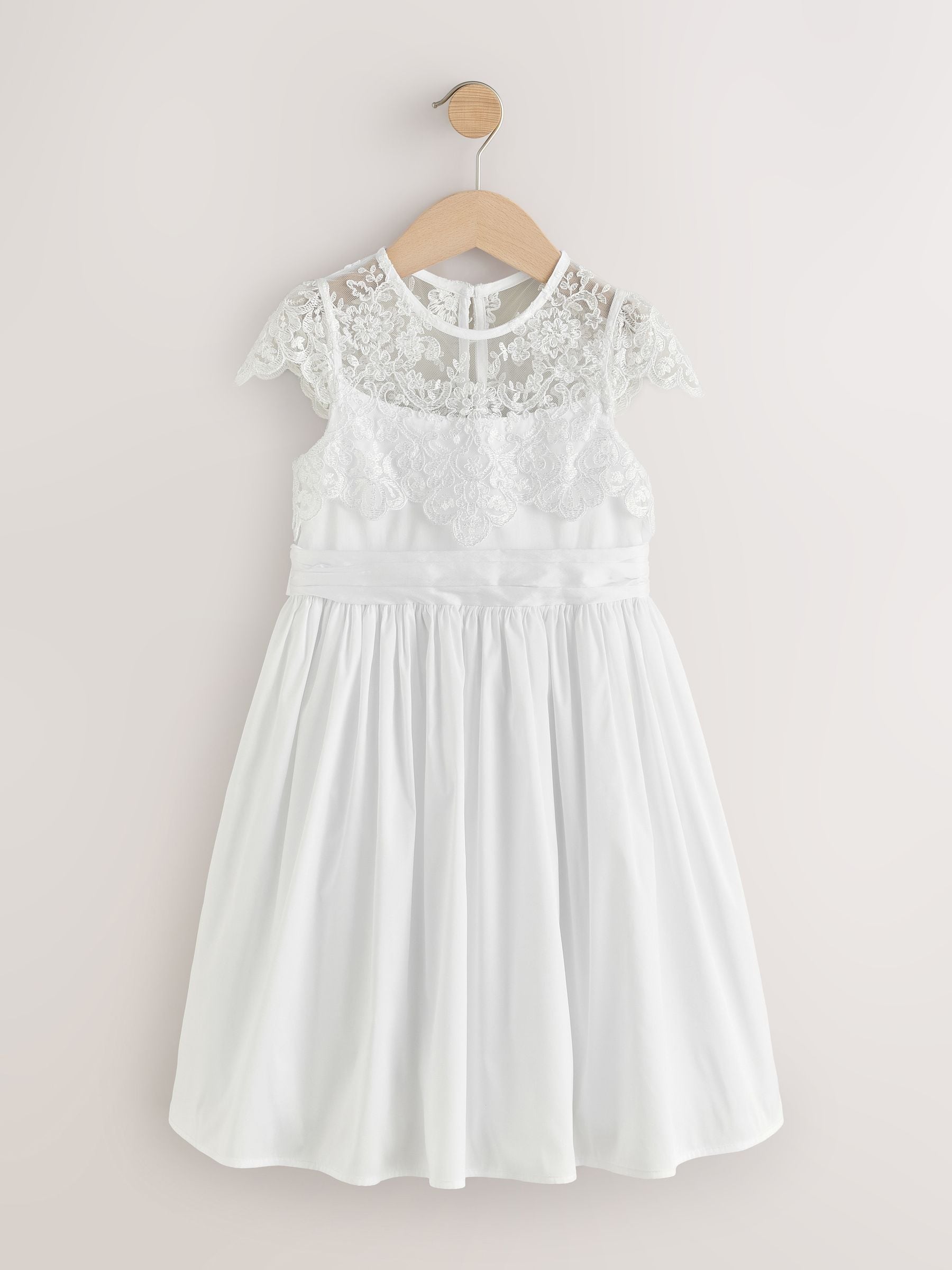 White Lace Bodice Flower Girl Bow Dress (3-16yrs) image 5