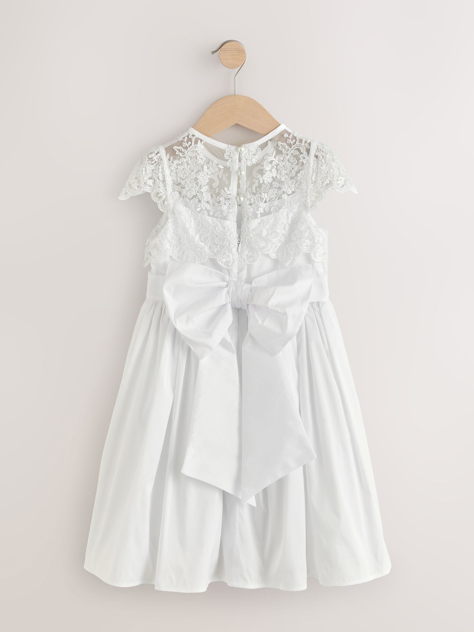 White Lace Bodice Flower Girl Bow Dress (3-16yrs) image 6