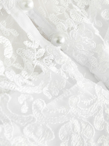 White Lace Bodice Flower Girl Bow Dress (3-16yrs) image 8