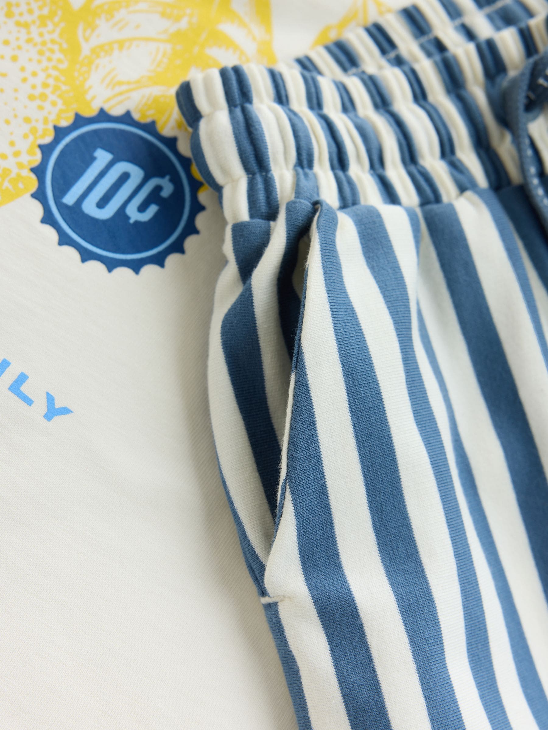 Dsiney Kidz - Baker by Ted Baker Stone/Blue Oversized Graphic T-Shirt and Striped Shorts Set image 6