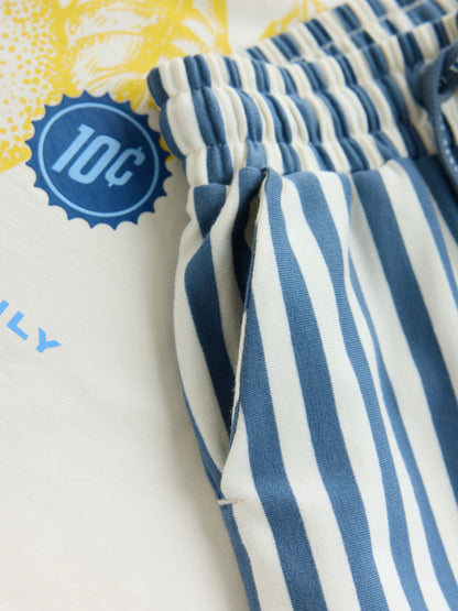 Dsiney Kidz - Baker by Ted Baker Stone/Blue Oversized Graphic T-Shirt and Striped Shorts Set image 6