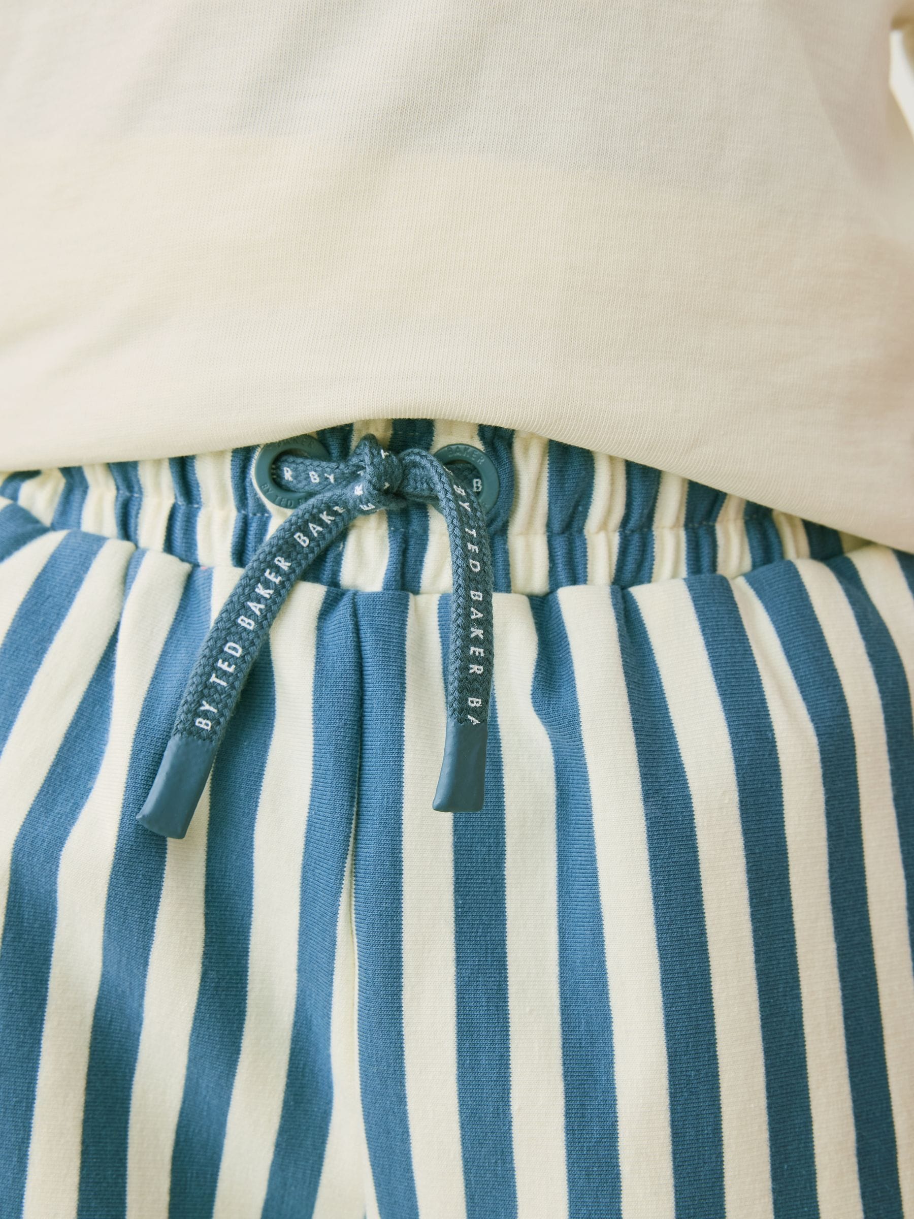 Dsiney Kidz - Baker by Ted Baker Stone/Blue Oversized Graphic T-Shirt and Striped Shorts Set image 7