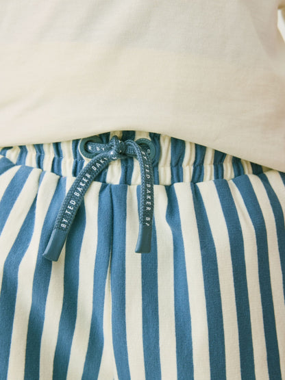 Dsiney Kidz - Baker by Ted Baker Stone/Blue Oversized Graphic T-Shirt and Striped Shorts Set image 7