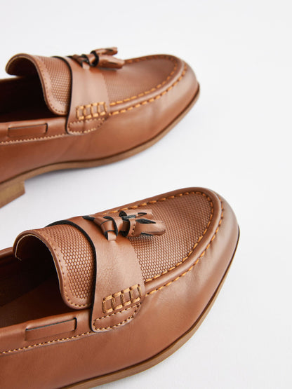 Tan Tassel Wide Fit (G) Smart Loafers image 4