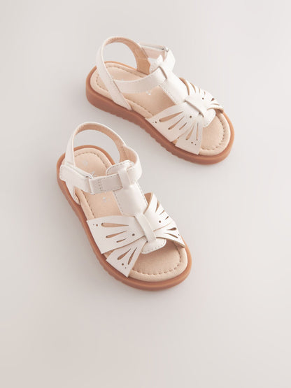 Cream White Ankle Strap Sandals image 2