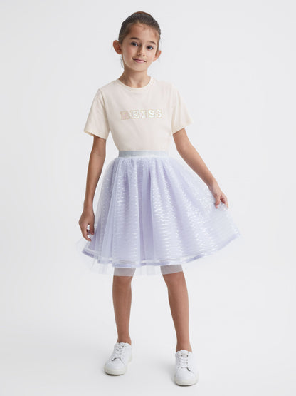 Reiss Lilac Charlotta 9-12 yrs Sequin Midi Skirt image 1