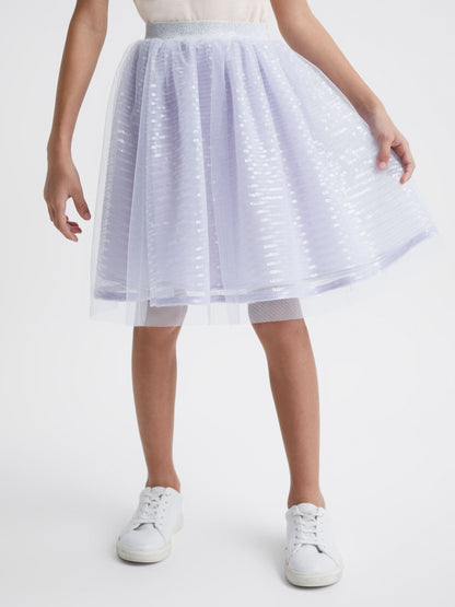 Reiss Lilac Charlotta 9-12 yrs Sequin Midi Skirt image 3