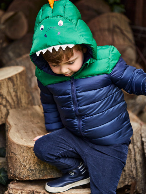Dsiney Kidz - JoJo Maman Bébé Navy Green Dino Puffer Jacket image 1