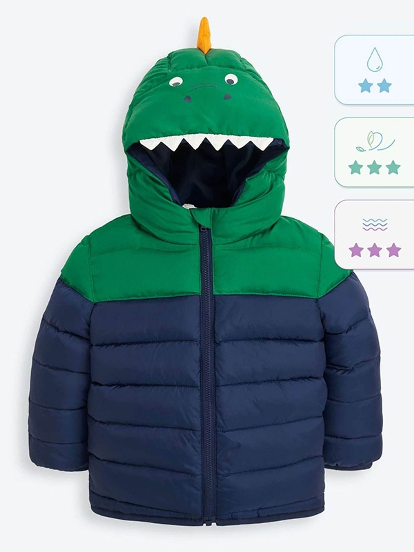Dsiney Kidz - JoJo Maman Bébé Navy Green Dino Puffer Jacket image 4