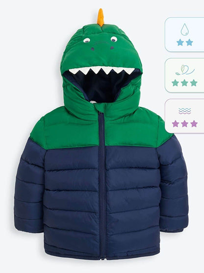 Dsiney Kidz - JoJo Maman Bébé Navy Green Dino Puffer Jacket image 4