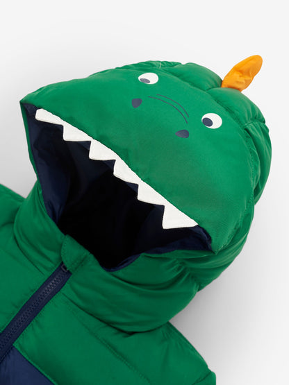Dsiney Kidz - JoJo Maman Bébé Navy Green Dino Puffer Jacket image 6