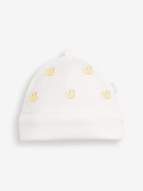 JoJo Maman Bébé Yellow Duck Embroidered Cotton Baby Hat image 1