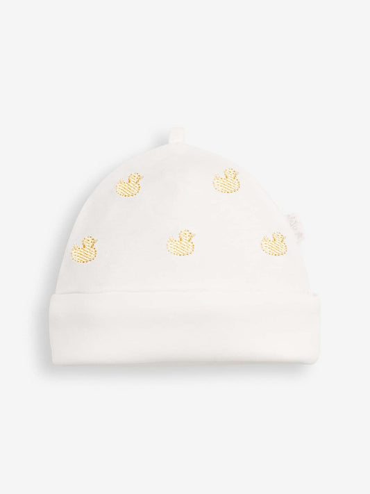 JoJo Maman Bébé Yellow Duck Embroidered Cotton Baby Hat image 1