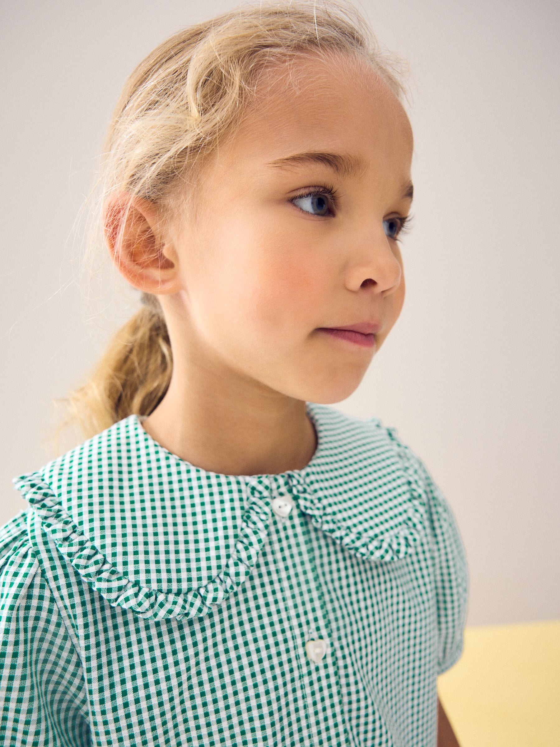 Green Cotton Rich School Gingham Tiered Pretty Collar Dress (3-14yrs) image 4
