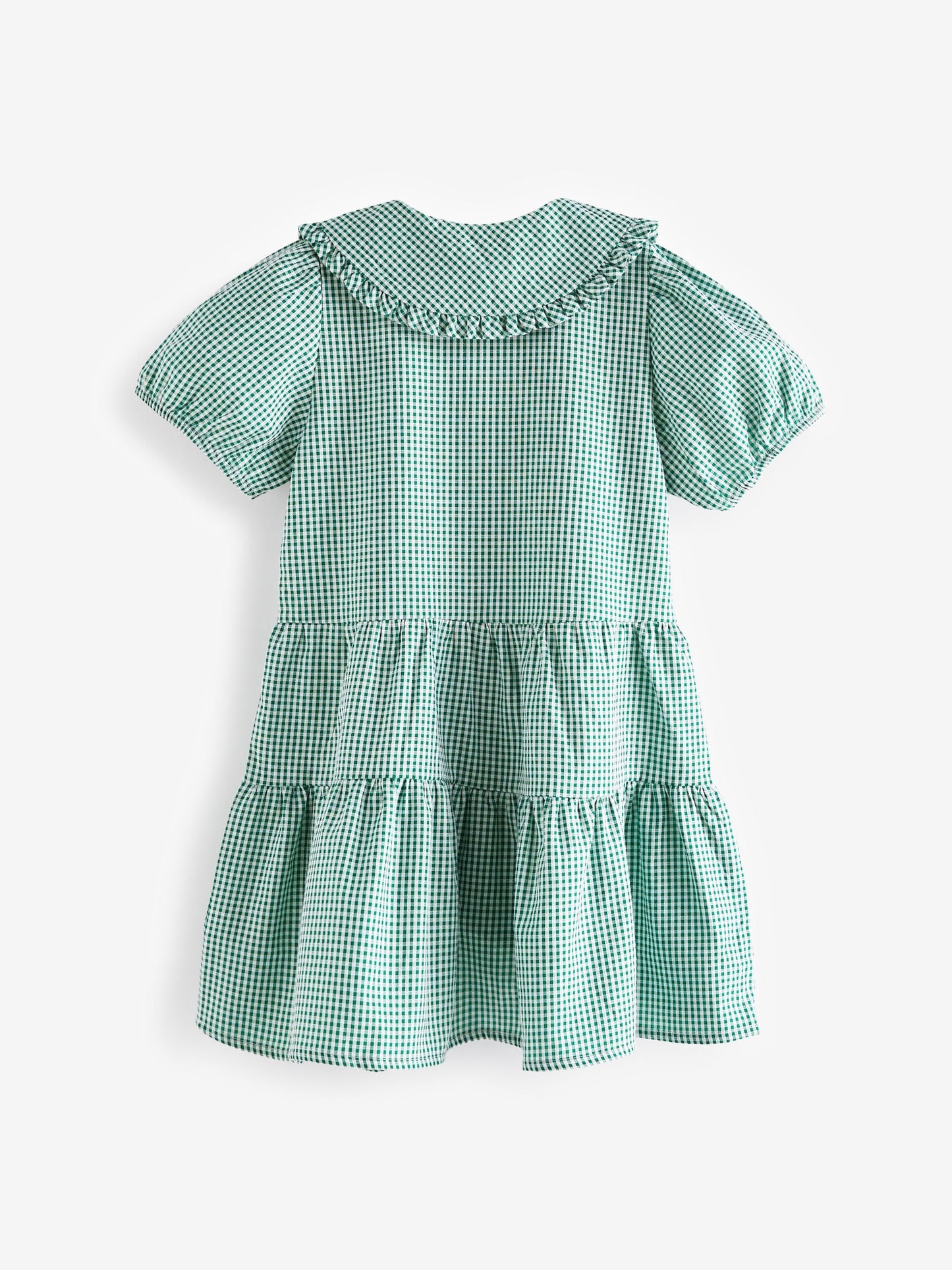 Green Cotton Rich School Gingham Tiered Pretty Collar Dress (3-14yrs) image 6