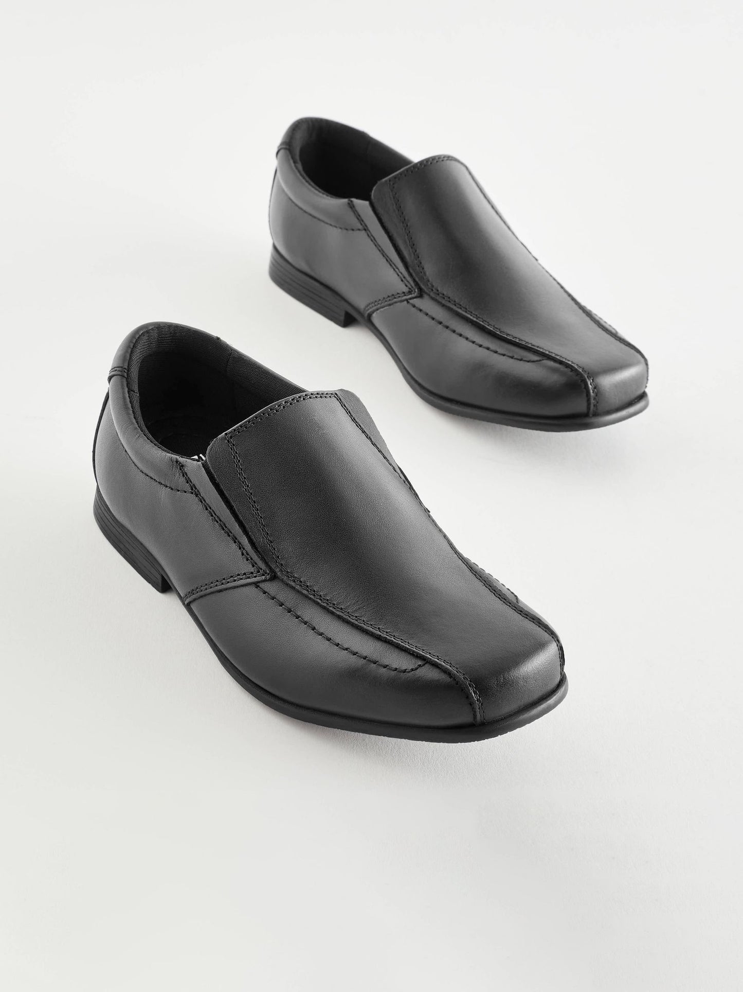 Black Wide Fit (G) Slip On Leather Loafer School Shoes image 1