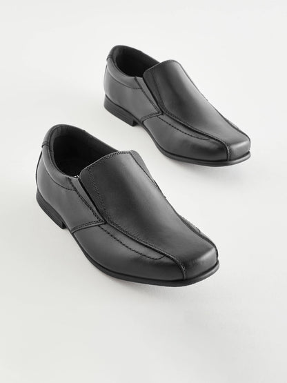 Black Wide Fit (G) Slip On Leather Loafer School Shoes image 1