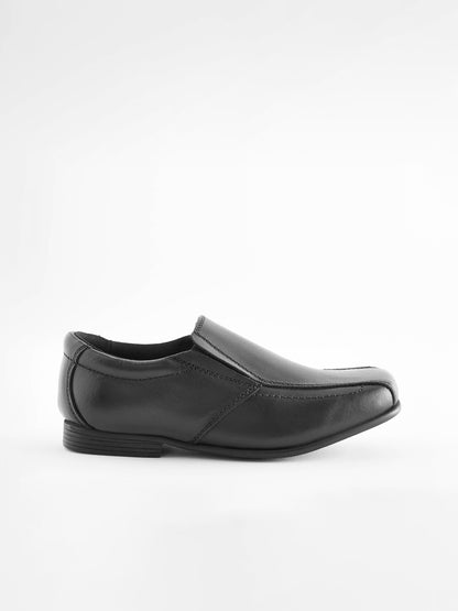 Black Wide Fit (G) Slip On Leather Loafer School Shoes image 2