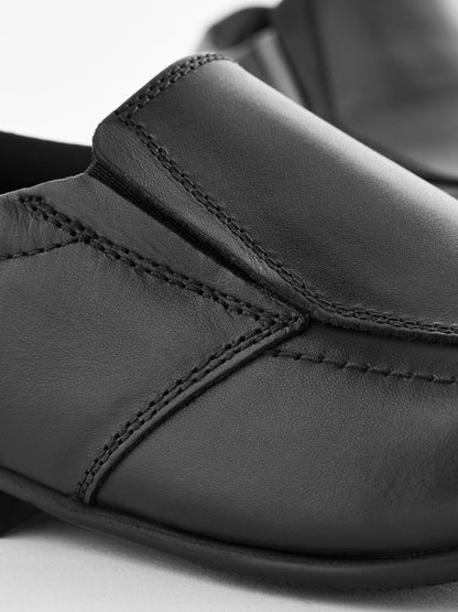 Black Wide Fit (G) Slip On Leather Loafer School Shoes image 5