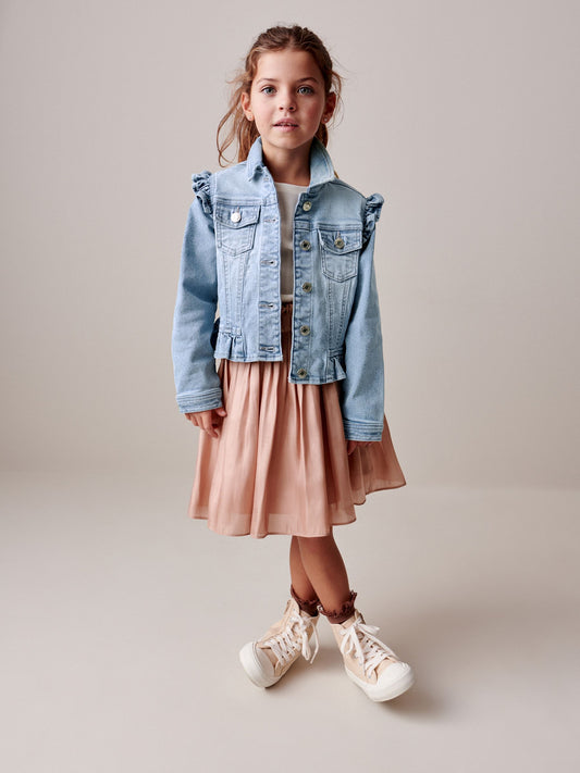 Dsiney Kidz - Mid Blue Frill Shoulder Denim Jacket (3-16yrs) image 1