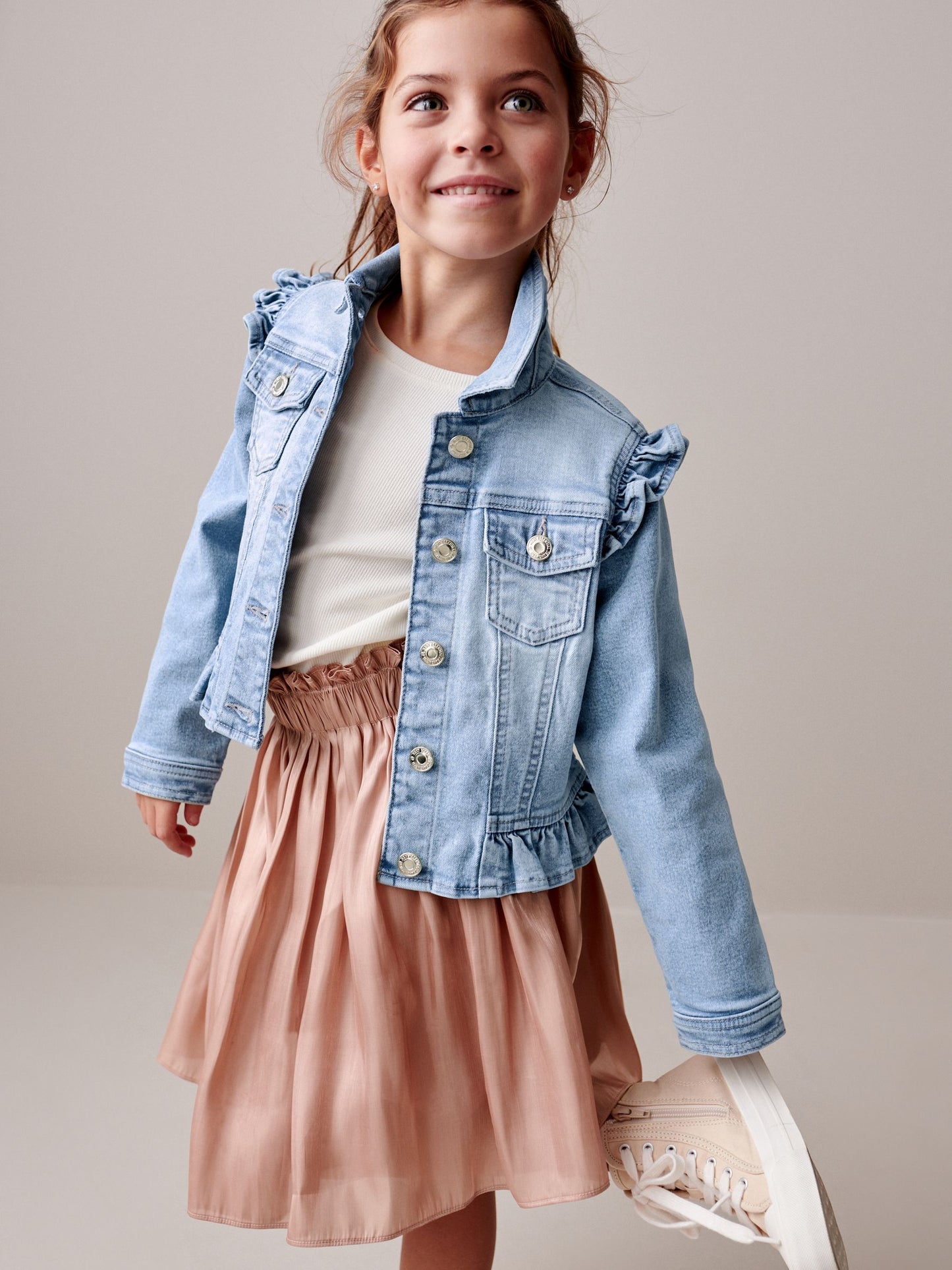 Dsiney Kidz - Mid Blue Frill Shoulder Denim Jacket (3-16yrs) image 2
