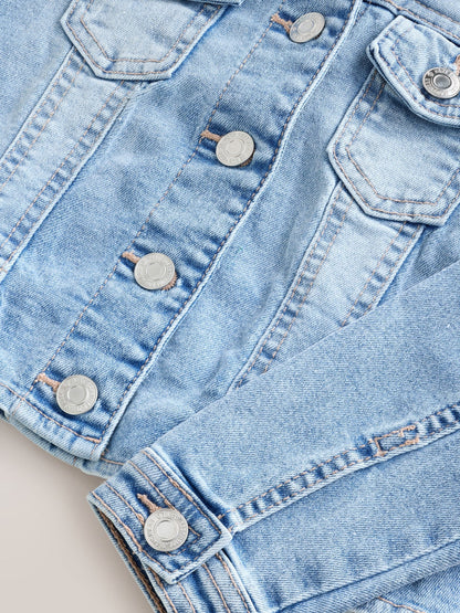 Dsiney Kidz - Mid Blue Frill Shoulder Denim Jacket (3-16yrs) image 9