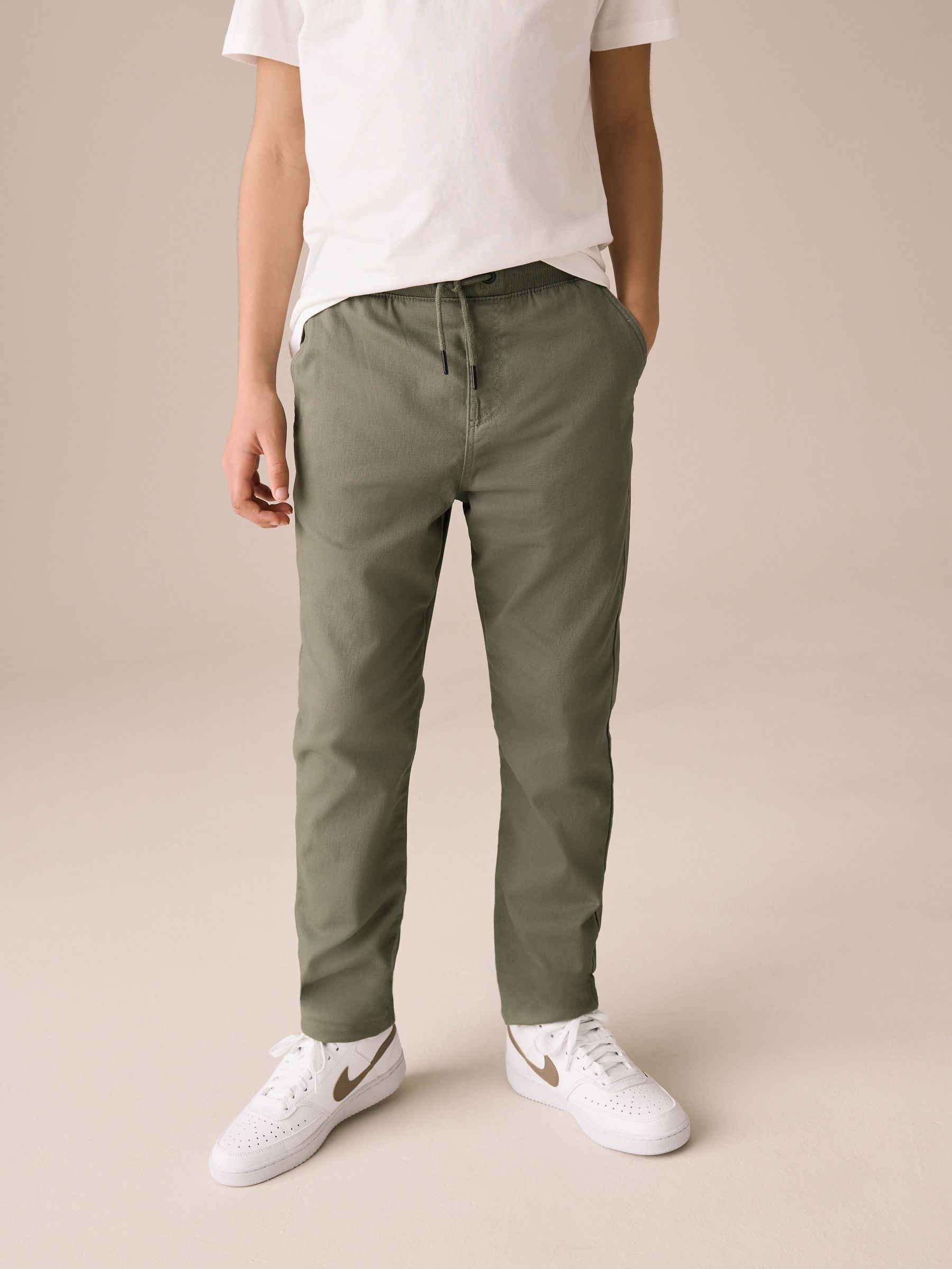 Dsiney Kidz - Khaki Green Regular Fit Rib Waist Pull-On Trousers (3-16yrs) image 1