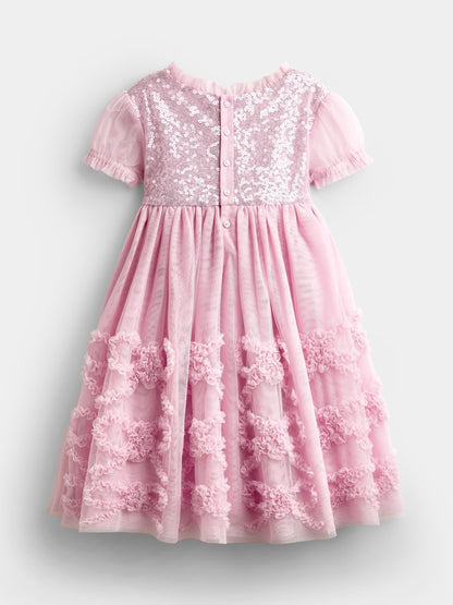 JoJo Maman Bébé Soft Pink Sequin & Tulle Bow Party Dress - image 2