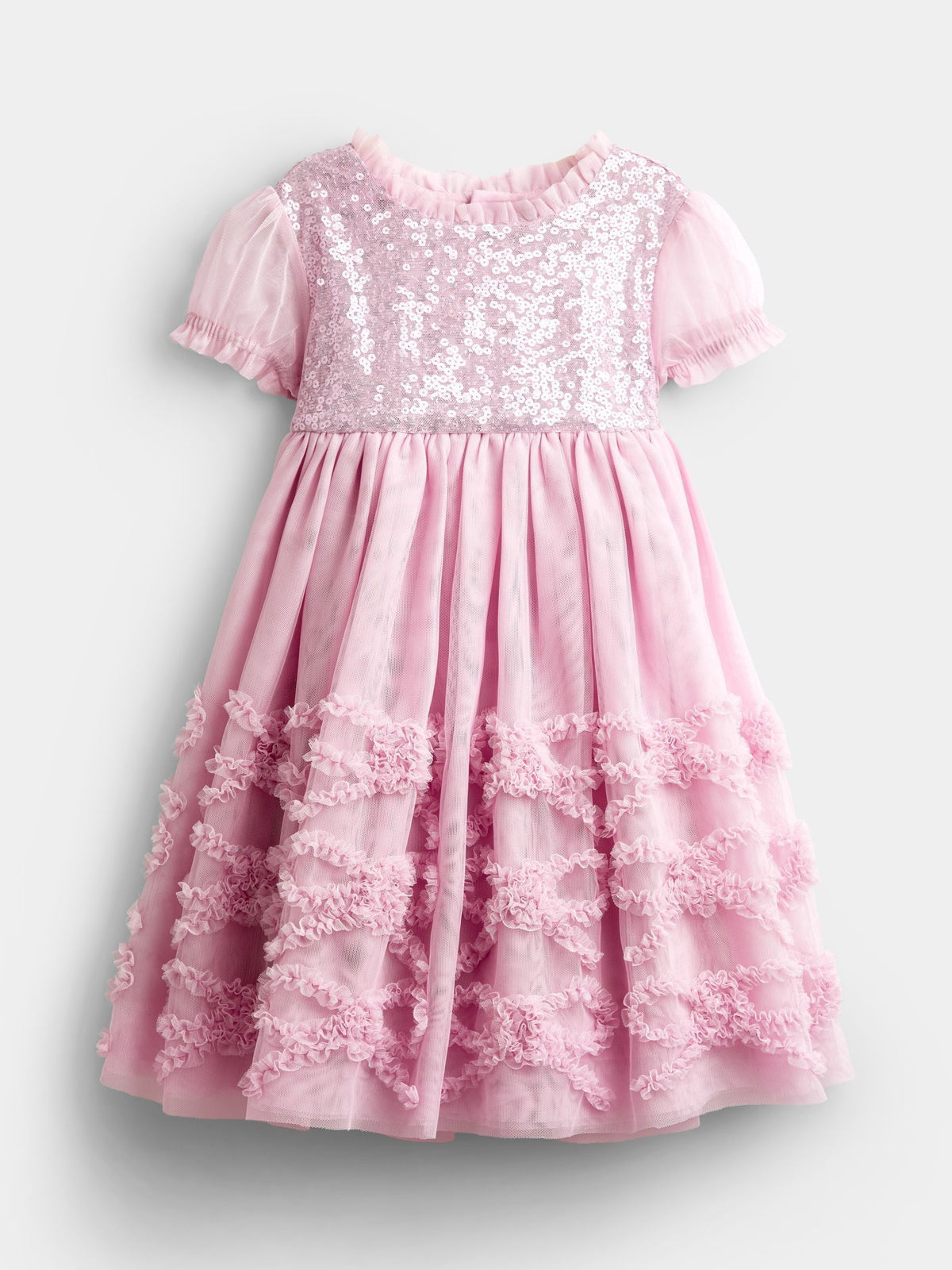 Dsiney Kidz - JoJo Maman Bébé Soft Pink Sequin & Tulle Bow Party Dress image 1