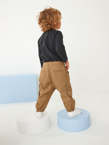Tan Brown Regular Fit Cargo Trousers (3mths-7yrs) image 3