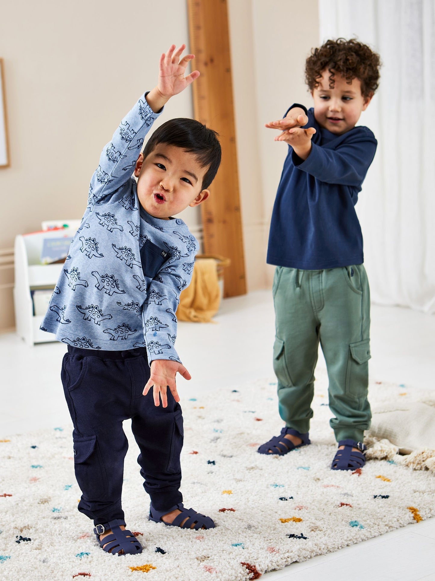 JoJo Maman Bébé Navy Blue & Khaki Green 2-Pack Cargo Joggers image 1