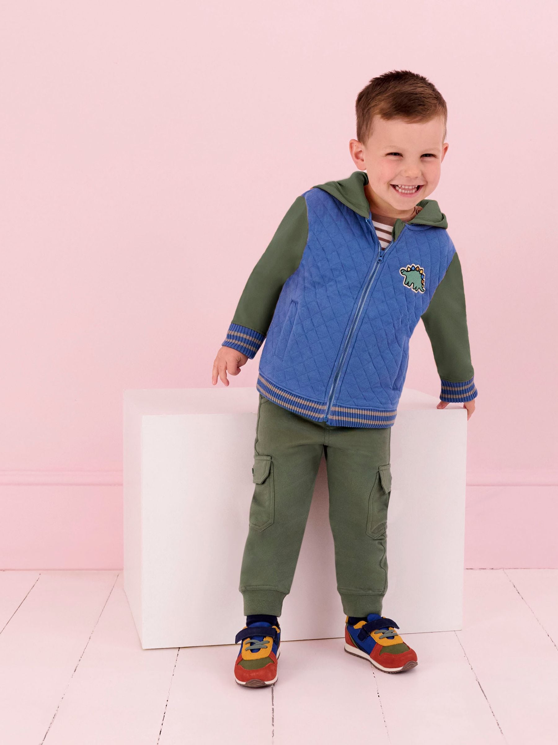 JoJo Maman Bébé Navy Blue & Khaki Green 2-Pack Cargo Joggers image 6